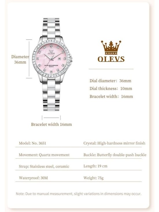 Women\'s Silver band /Pink dial Diamond Fashion Elegant Chronograph Wrist Watch